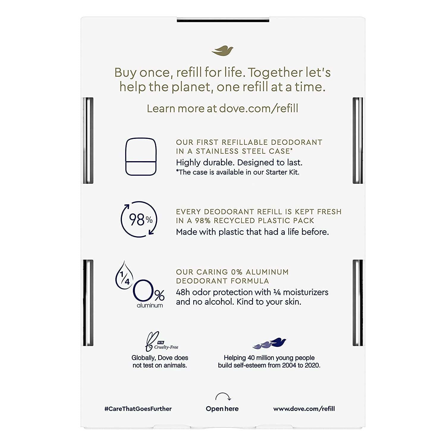 Dove Deodorant Refills Refill Kit 0% Aluminum Sensitive Aluminum Free Deodorant, 1.13 oz