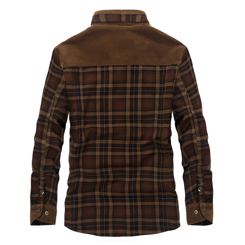 Winter Jacket Men Thicken Warm Fleece Jackets Coats Pure Cotton Plaid Jacket Military Clothes Pi-Mart