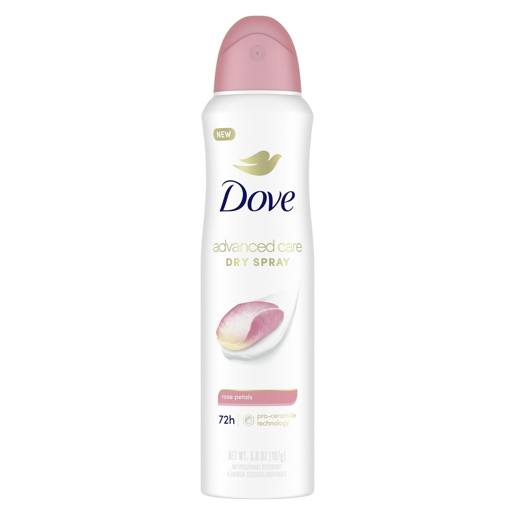 Dove Advanced Care Long Lasting Women's Antiperspirant Deodorant Dry Spray, Rose Petals, 3.8 oz