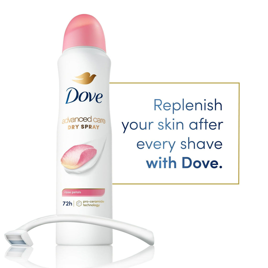 Dove Advanced Care Long Lasting Women's Antiperspirant Deodorant Dry Spray, Rose Petals, 3.8 oz