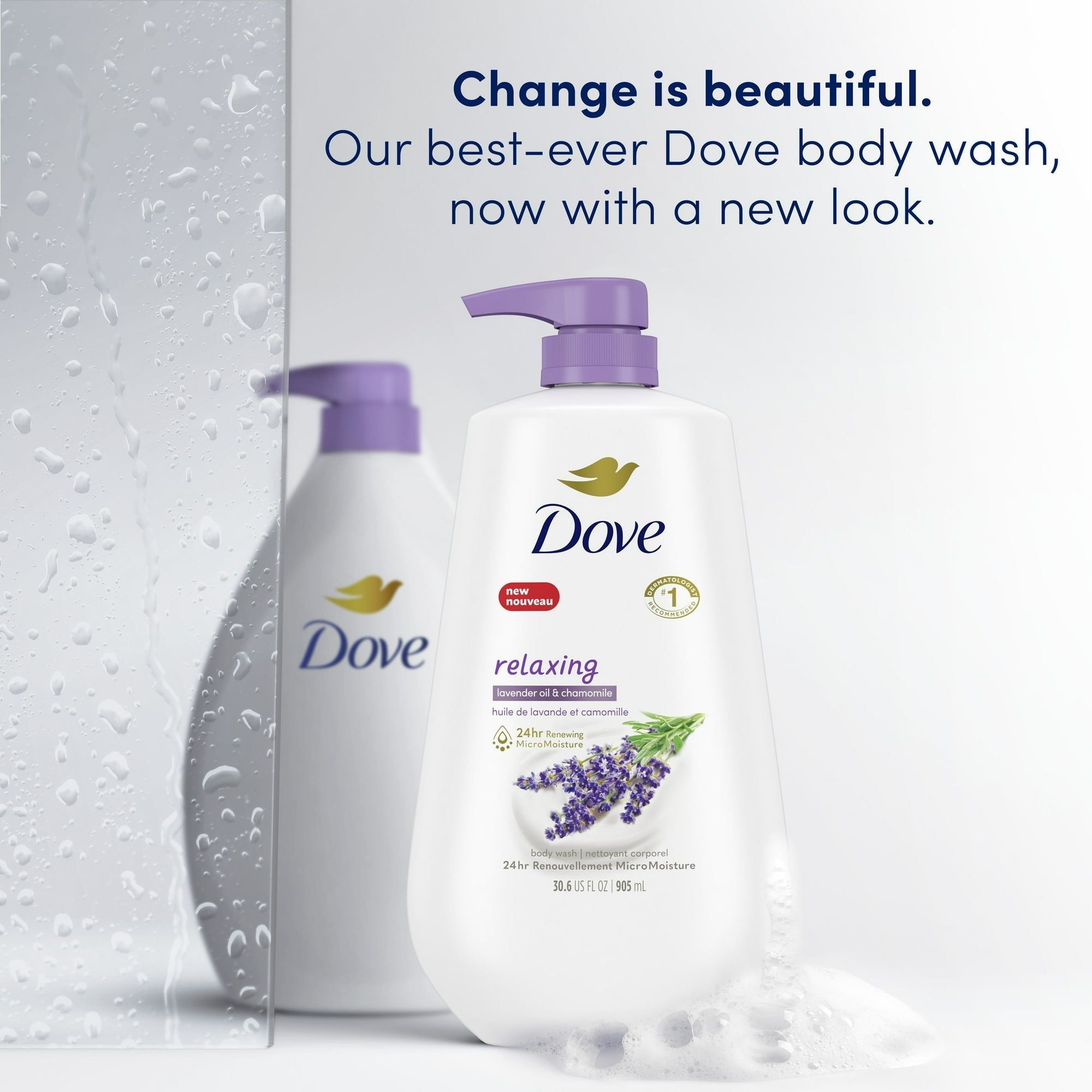 Dove Relaxing Long Lasting Gentle Women's Body Wash, Lavender Oil and Chamomile, 30.6 fl oz