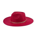 Chain Belt Fedora Hat - Suede-Like Polyester Hat | Femstylo