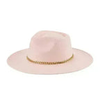 Chain Belt Fedora Hat - Suede-Like Polyester Hat | Femstylo