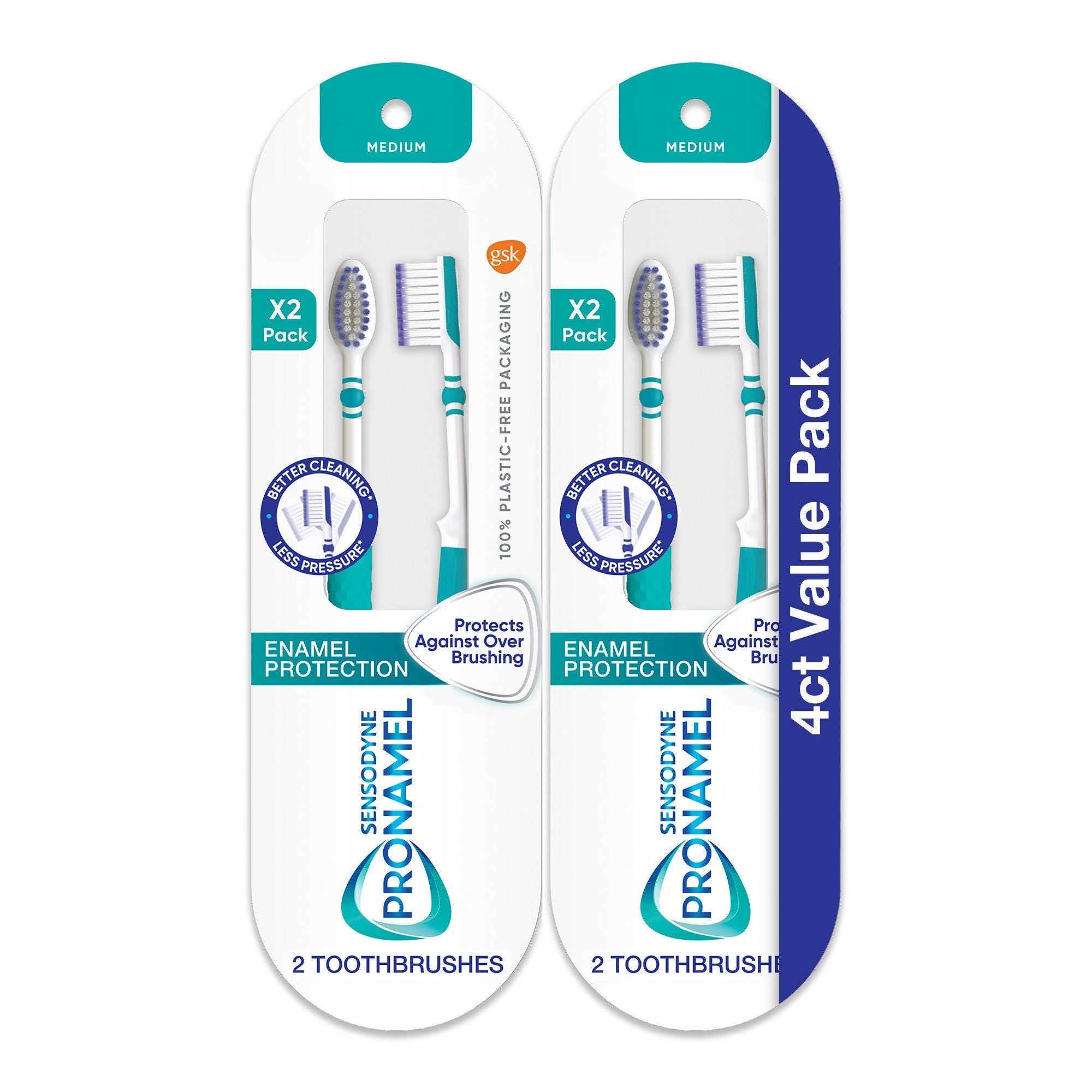 Sensodyne Pronamel Medium Toothbrush for Tooth Enamel Protection; 4 Count