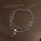 Vintage Minimalist Cross Pendant Necklace Pi-Mart