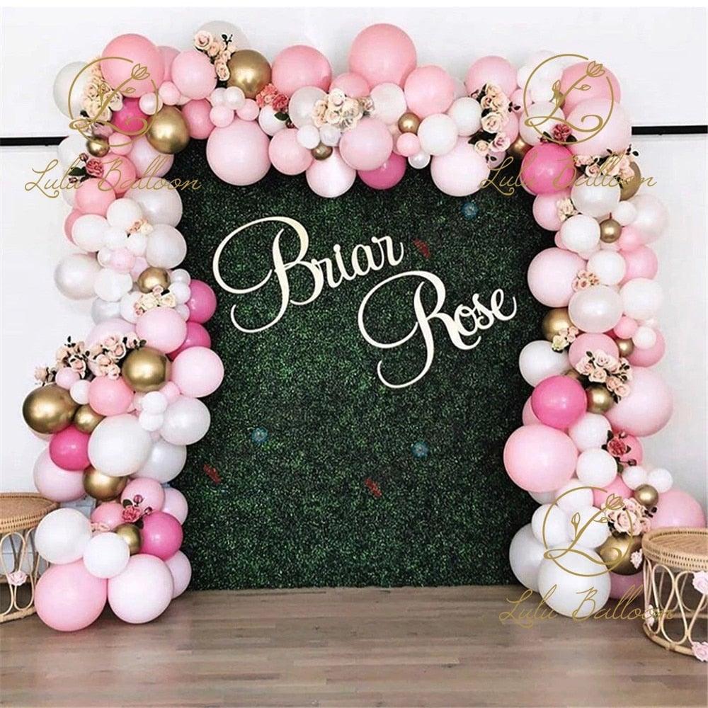 152PCS Rose Pink And Gold Balloon Garland Arch Kit For Baby Shower Valentine's Day Wedding Kid Birthday Decorations Girl Birthday Party Decoration Stevvex