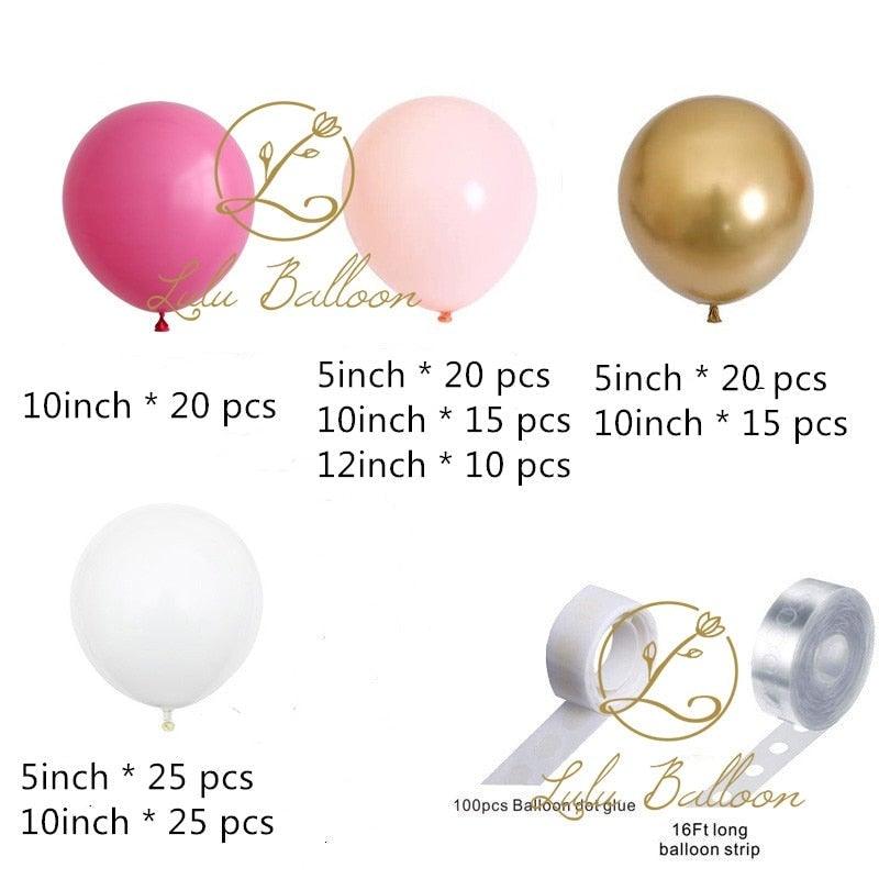 152PCS Rose Pink And Gold Balloon Garland Arch Kit For Baby Shower Valentine's Day Wedding Kid Birthday Decorations Girl Birthday Party Decoration Stevvex