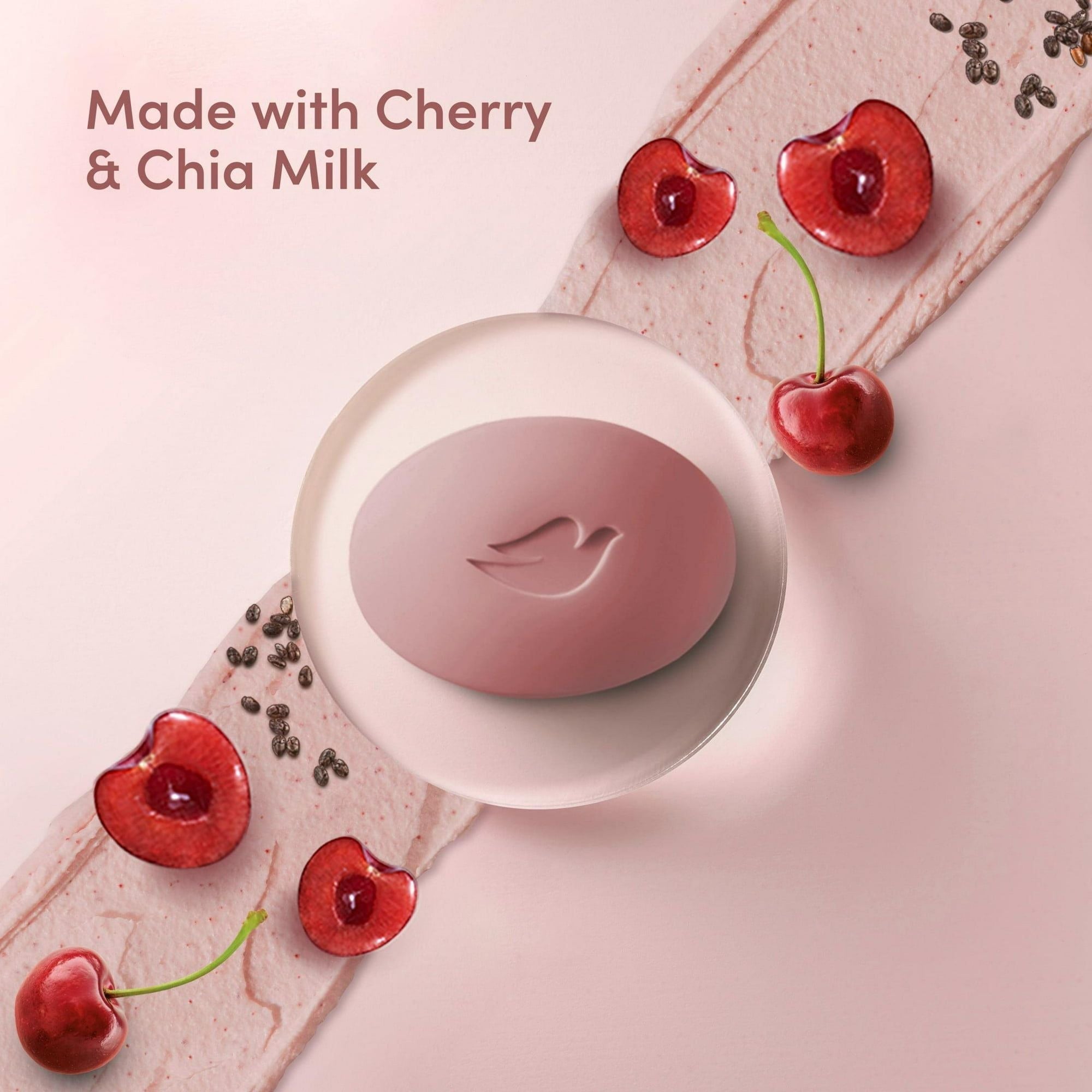 Dove Revitalizante Gentle Beauty Bar Soap for All Skin Type, Cherry and Chia Milk, 3.75 oz (4 Bars)
