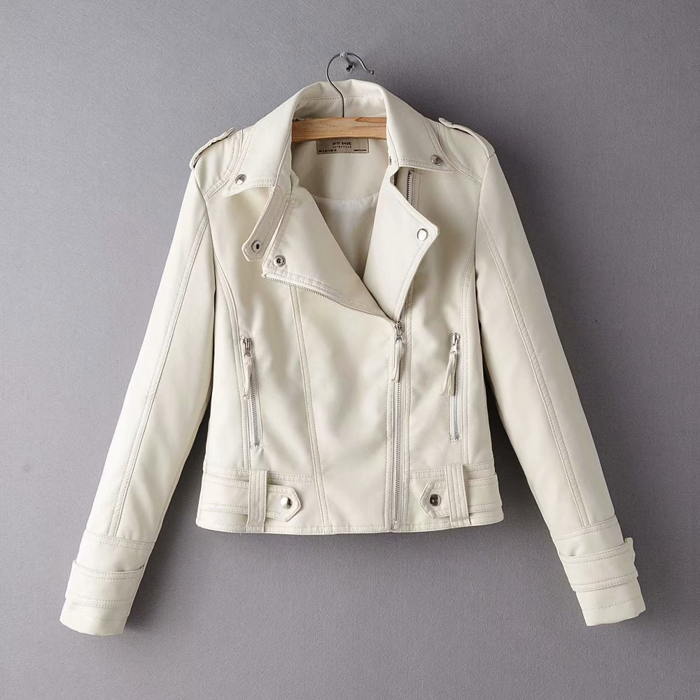 Short PU motorcycle leather jacket Pi-Mart