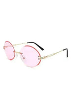 Round Oval Rimless Circle Vintage Sunglasses