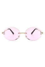 Round Oval Rimless Circle Vintage Sunglasses