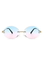 Round Oval Rimless Circle Vintage Sunglasses