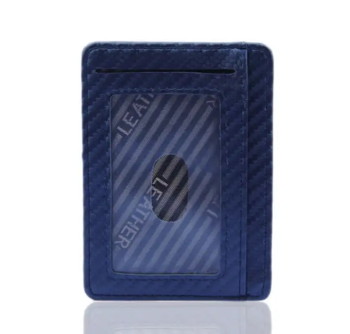 New Fashion Pu Leather Carbon Fiber Wallet Mini Slim Wallets Business Men Credit Card ID Holder with RFID Anti-chief Purse - SJB-DIAMOND ELITES