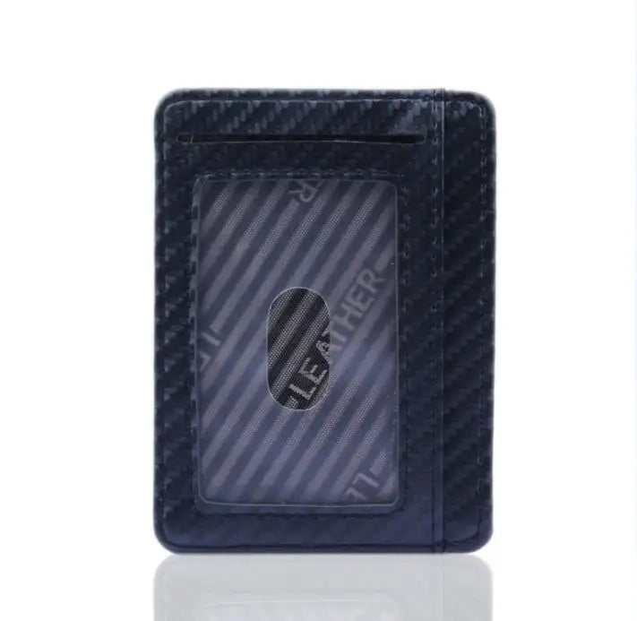 New Fashion Pu Leather Carbon Fiber Wallet Mini Slim Wallets Business Men Credit Card ID Holder with RFID Anti-chief Purse - SJB-DIAMOND ELITES