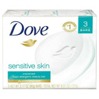 Dove Beauty Bar More Moisturizing Than Bar Soap Sensitive Skin With Gentle Cleanser for Softer Skin, Fragrance Free, Hypoallergenic 3.17 oz, 3 Bars EasyOptionXY LLC
