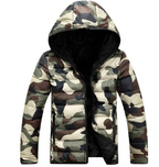 Men's Camouflage Cotton Hooded Jacket - Korean Thick Padded Winter Coat with Zip Pockets