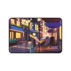 Desk Mat - Mousepad with Cozy Rainy Street Illustrations (Lootquake Holiday Series) Lootquake LLC