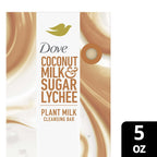 Dove Plant Based Cleansing Bar Soap for Dry Skin, Coconut Milk & Sugar Lychee, Sulfate Free, 5 oz 1 Count