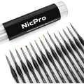 Nicpro Micro Detail Paint Brush Set,15 PCS Black Small Professional Miniature Fine Detail Brushes for Watercolor Oil Acrylic, Craft Models Rock Painting & Paint by Number -Come with Holder Bag (Black)