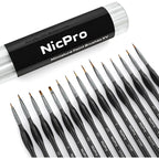 Nicpro Micro Detail Paint Brush Set,15 PCS Black Small Professional Miniature Fine Detail Brushes for Watercolor Oil Acrylic, Craft Models Rock Painting & Paint by Number -Come with Holder Bag (Black)