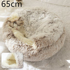 2 In 1 Dog And Cat Bed Pet Winter Bed Round Plush Warm Bed House Soft Long Plush Pets Bed Pi-Mart