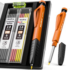 Nicpro 1 Pack 2.8 mm Carpenter Pencil Set, Solid Mechanical Pencils with 12 Refills (Red, Black, Yellow), Sharpener & Finger Grip, Woodworking Pencils - with Case