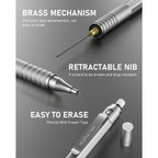 Nicpro 2 Pcs 0.5 & 0.7 mm Metal Mechanical Pencils, Artist Pencil Set with 4 Tubes HB Lead Refills, 2 Erasers, 9 Eraser Refills, Come with Case EasyOptionXY LLC