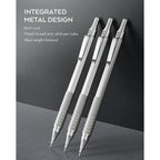 Nicpro 0.5mm Mechanical Pencils Set with Case, 3 Metal Artist Pencil with HB Pencil Leads and Erasers