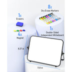 Nicpro Dry Erase Whiteboard, 9 x 12 inch Double Sided Large Magnetic Desktop White Board with Stand, 8 Pens, 1 Eraser, 4 Magnets, Portable White Board Easel EasyOptionXY LLC