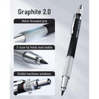 Nicpro 2mm Metal Mechanical Pencil Set, 2Pcs Lead Holder 2.0 mm Marker Artist Carpenter Pencils with 120 Graphite Lead Refill (HB 2H 4H 2B 4B & Color), 2 Eraser