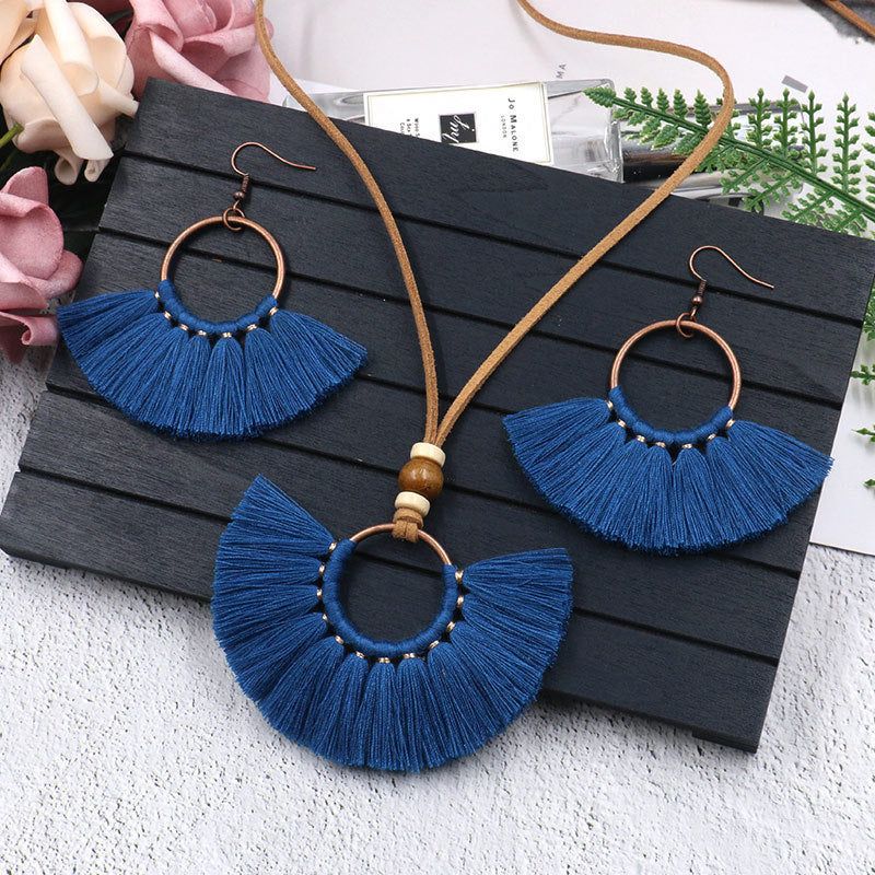 Fringed Necklace Earring Set