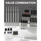 Nicpro 6 Pcs Metal Mechanical Pencils Set, Art Drafting Pencil 0.5, 0.7, 0.9 mm & 3Pcs 2mm Graphite Lead Refills, Eraser, Sharpener, Come with Case