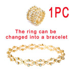 2 In 1 Folding Retractable Rings Bracelet Magic Rhinestone Rings Deformable Bracelet Women Ins Style Adjustable Fashion Jewelry Pi-Mart