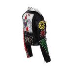 Studded Faux Leather Motorcycle Jacket: Edgy Punk Biker Jacket Pi-Mart
