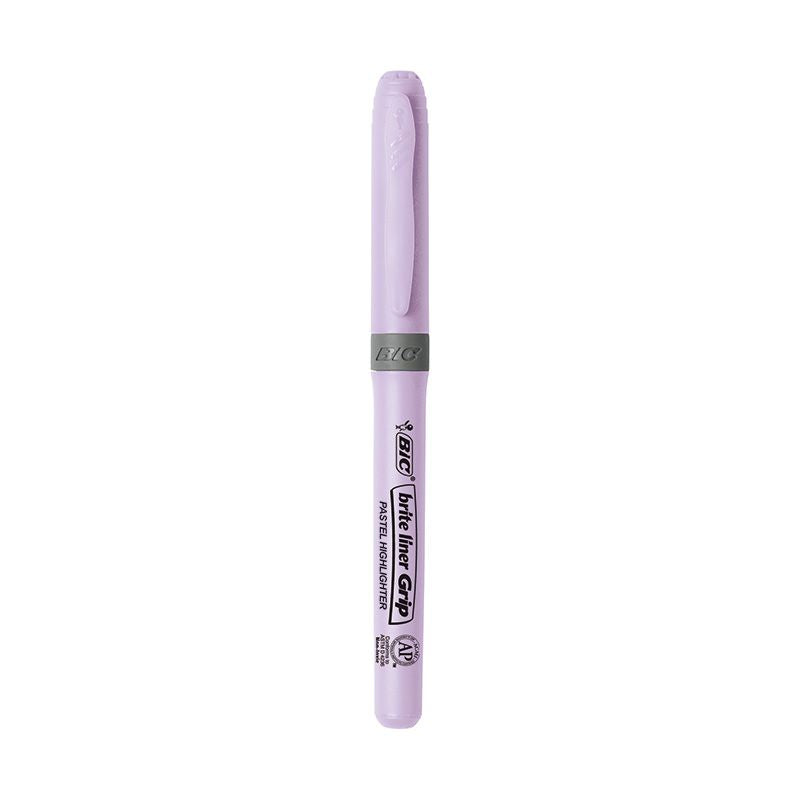 BIC Brite Liner Grip Pastel Highlighters, Assorted Pastel Colors, Rubber Grip, 6 Count