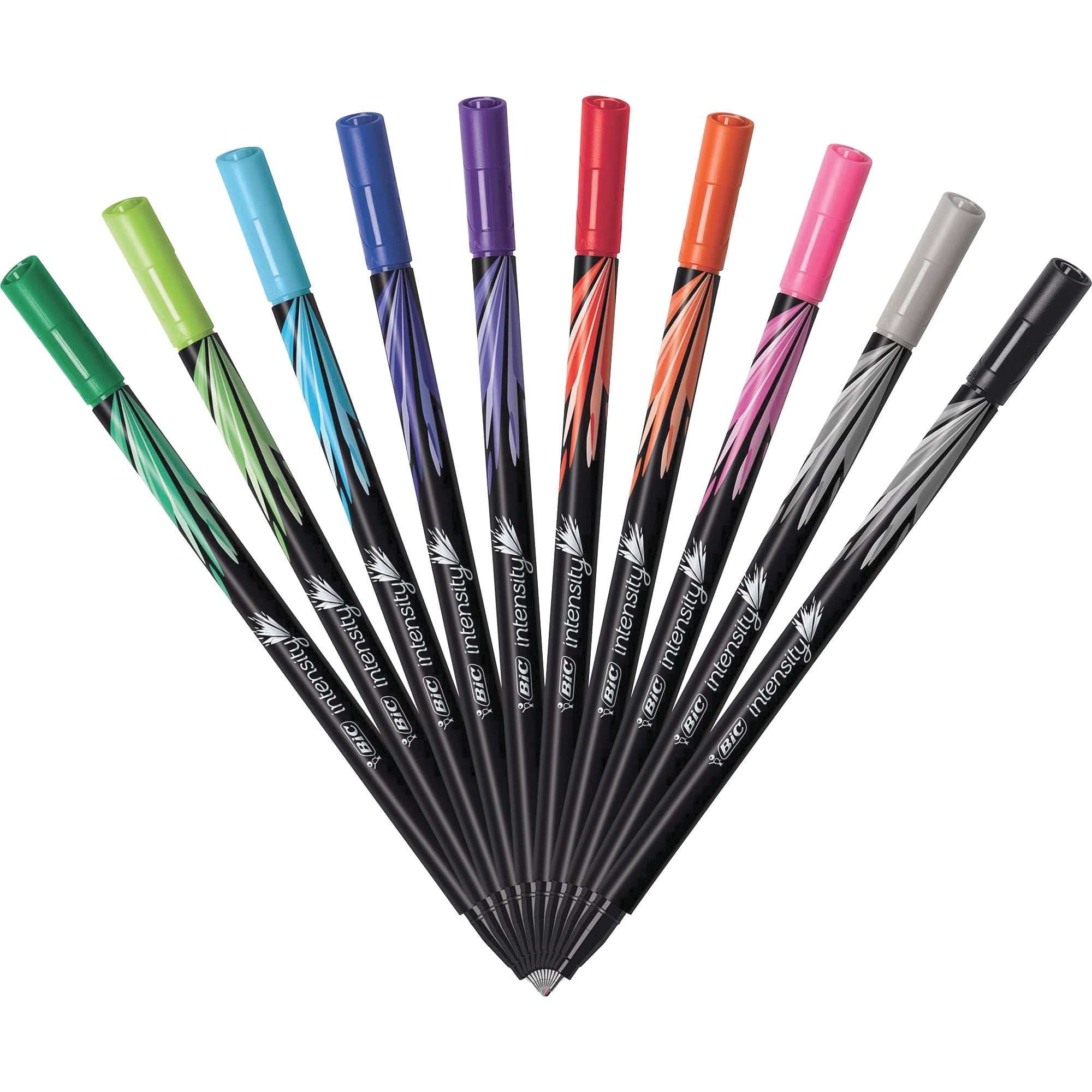 BIC Intensity Fineliner Felt Pens, Fine Point (0.4 mm), Assorted Colors, 10-Count