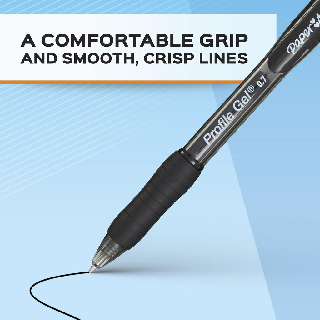 Paper Mate Profile Retractable Gel Pens, 0.7 mm, Black, 4 Count - SJB-DIAMOND ELITES