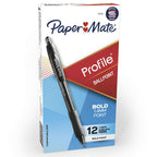 Paper Mate Profile Retractable Ballpoint Pens, Bold Point (1.4mm), Black, 12 Count - SJB-DIAMOND ELITES