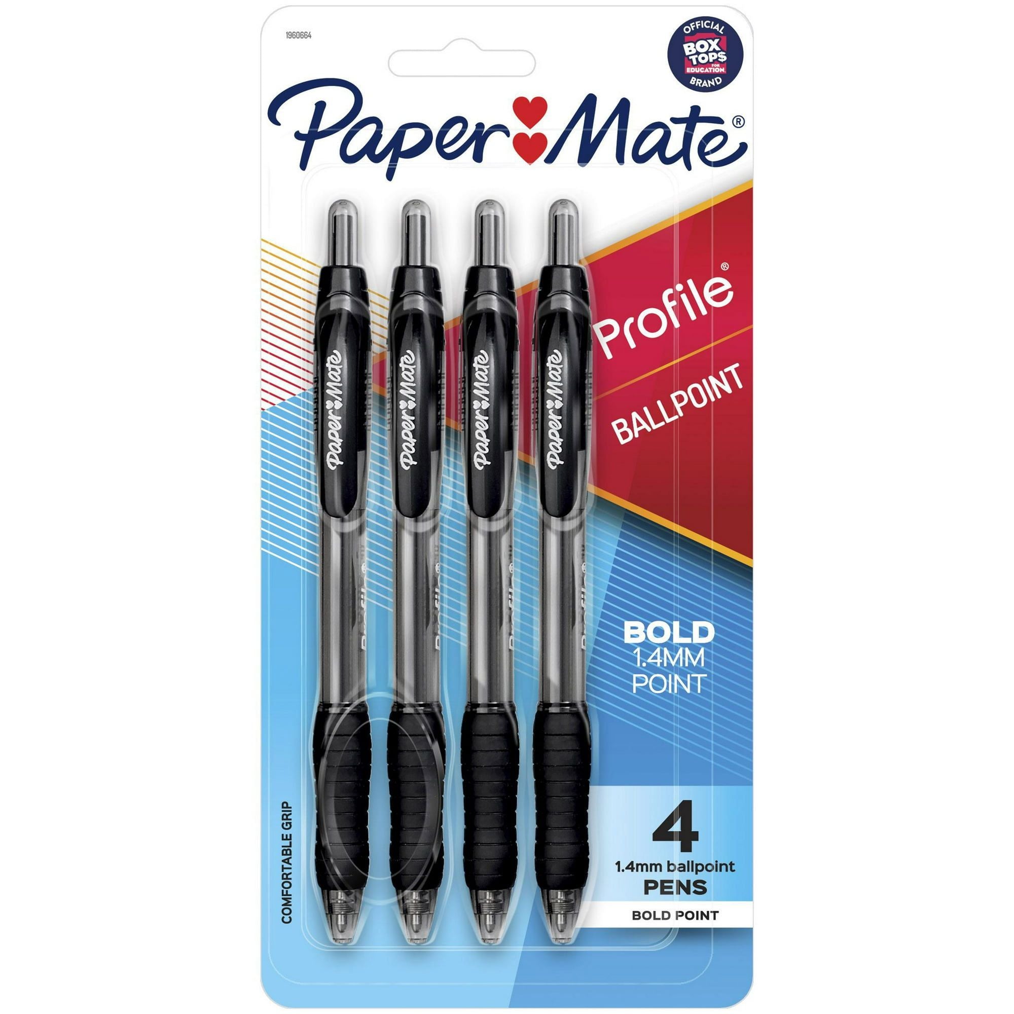 Paper Mate Profile Retractable Ballpoint Pens, 1.4 mm Bold Point, Black, 4 Count - SJB-DIAMOND ELITES