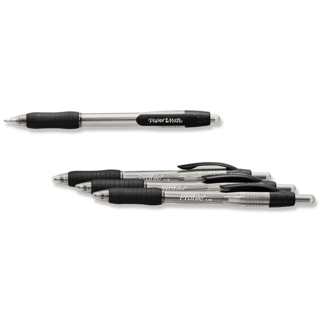 Paper Mate Profile Retractable Ballpoint Pens, 1.4 mm Bold Point, Black, 4 Count - SJB-DIAMOND ELITES