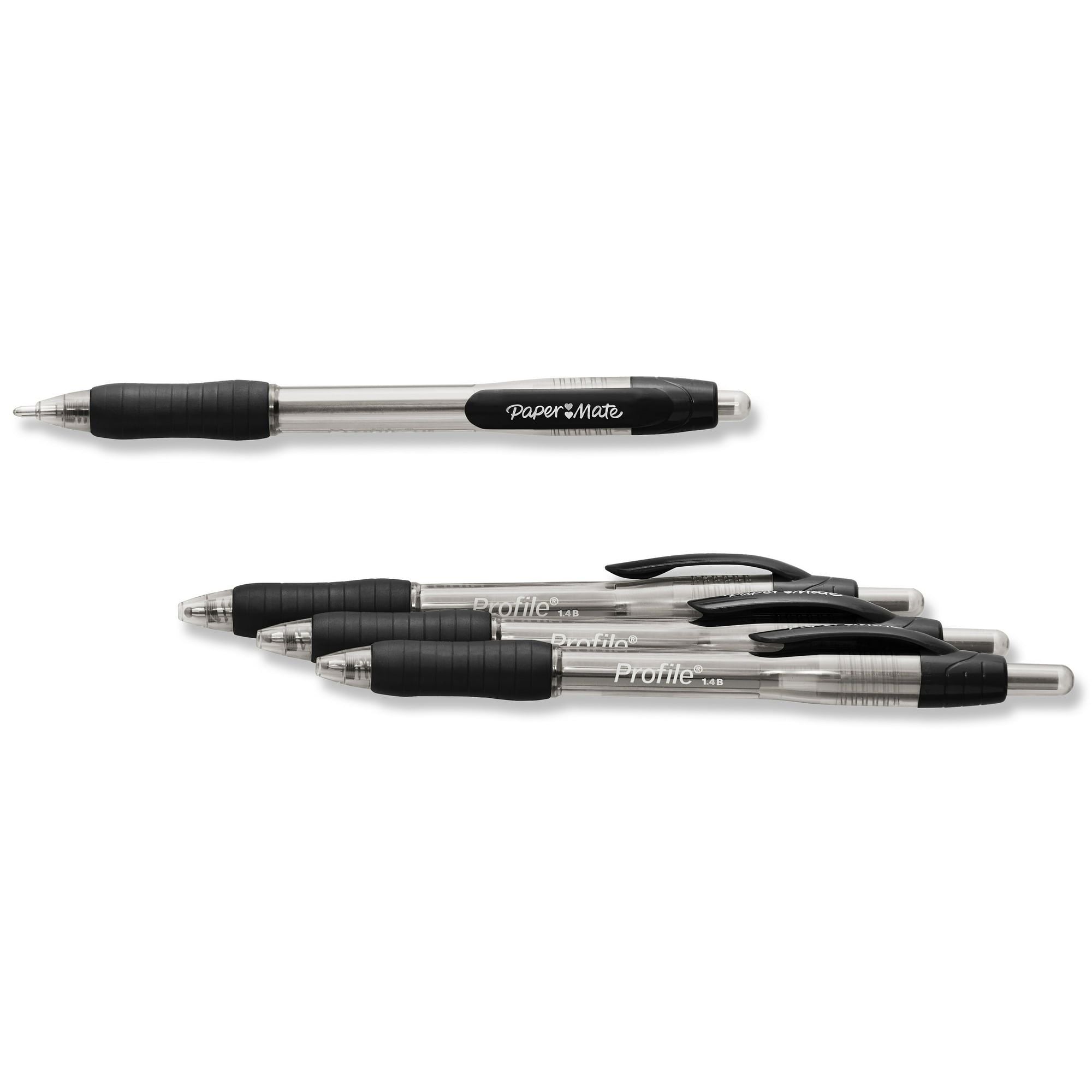 Paper Mate Profile Retractable Ballpoint Pens, 1.4 mm Bold Point, Black, 4 Count - SJB-DIAMOND ELITES