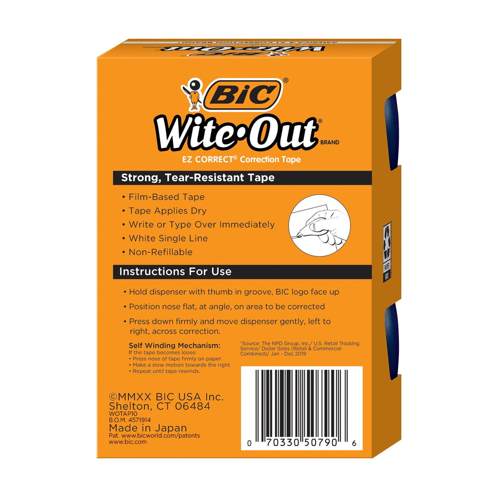 BIC? Wite-Out? Brand EZ Correct? Correction Tape, White, 10 Pack