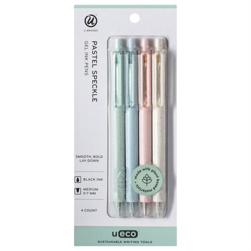 U Brands U-Eco Gel Pen, Black Ink, Pastel Speckle, 4 Count - SJB-DIAMOND ELITES