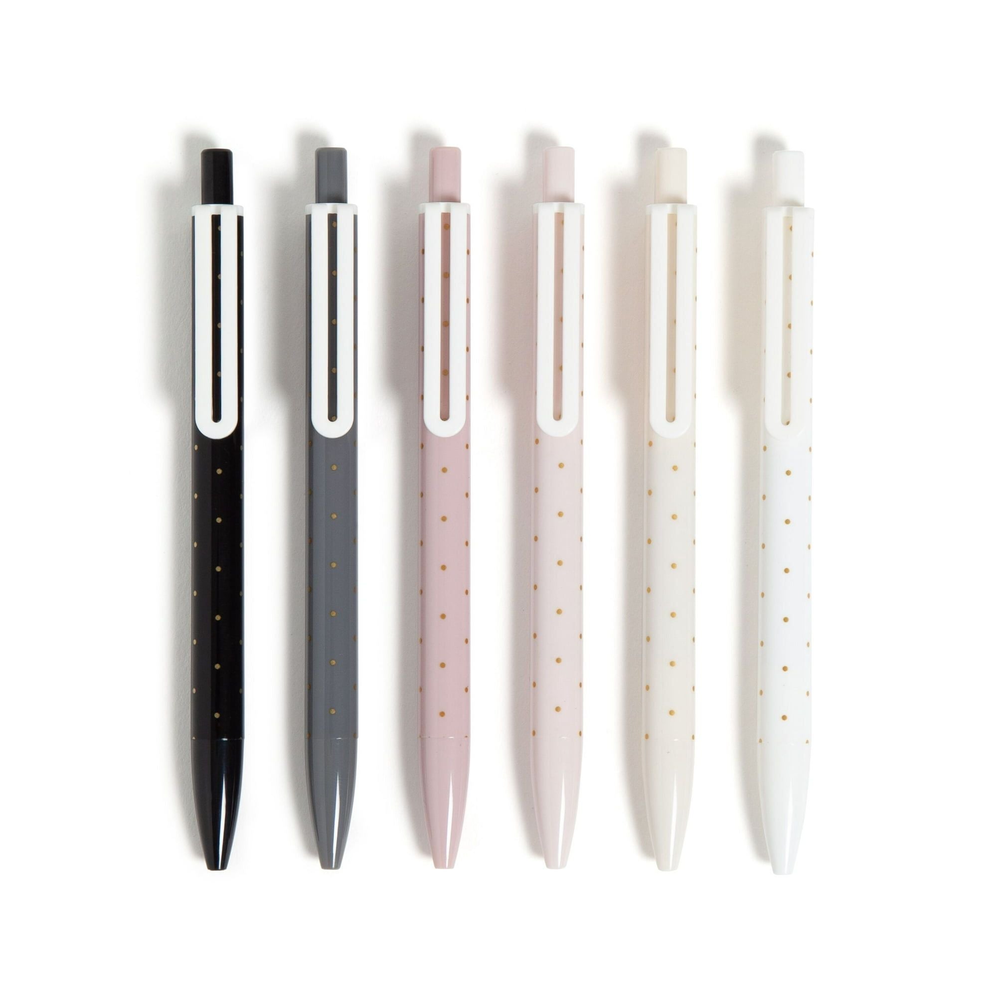 U Brands Laguna Ballpoint Pens, 6 Count, Foil Dots, Bold (1.0mm) Point, Black Ink