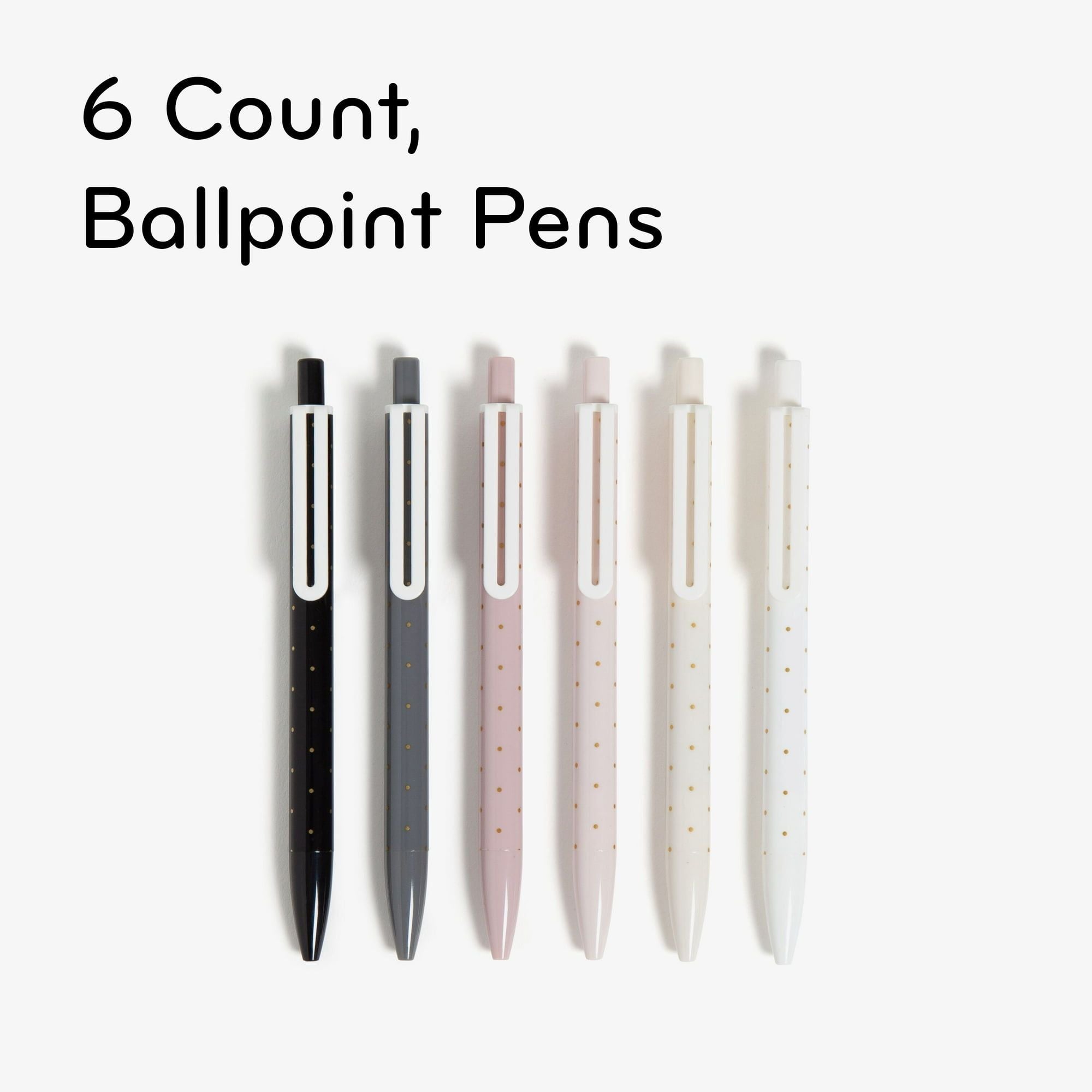 U Brands Laguna Ballpoint Pens, 6 Count, Foil Dots, Bold (1.0mm) Point, Black Ink