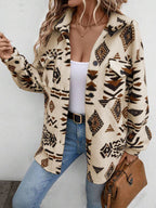 Girls Modern Geometric Button Up Dropped Shoulder Jacket Unique Retro Minimalist Outerwear Stevvex