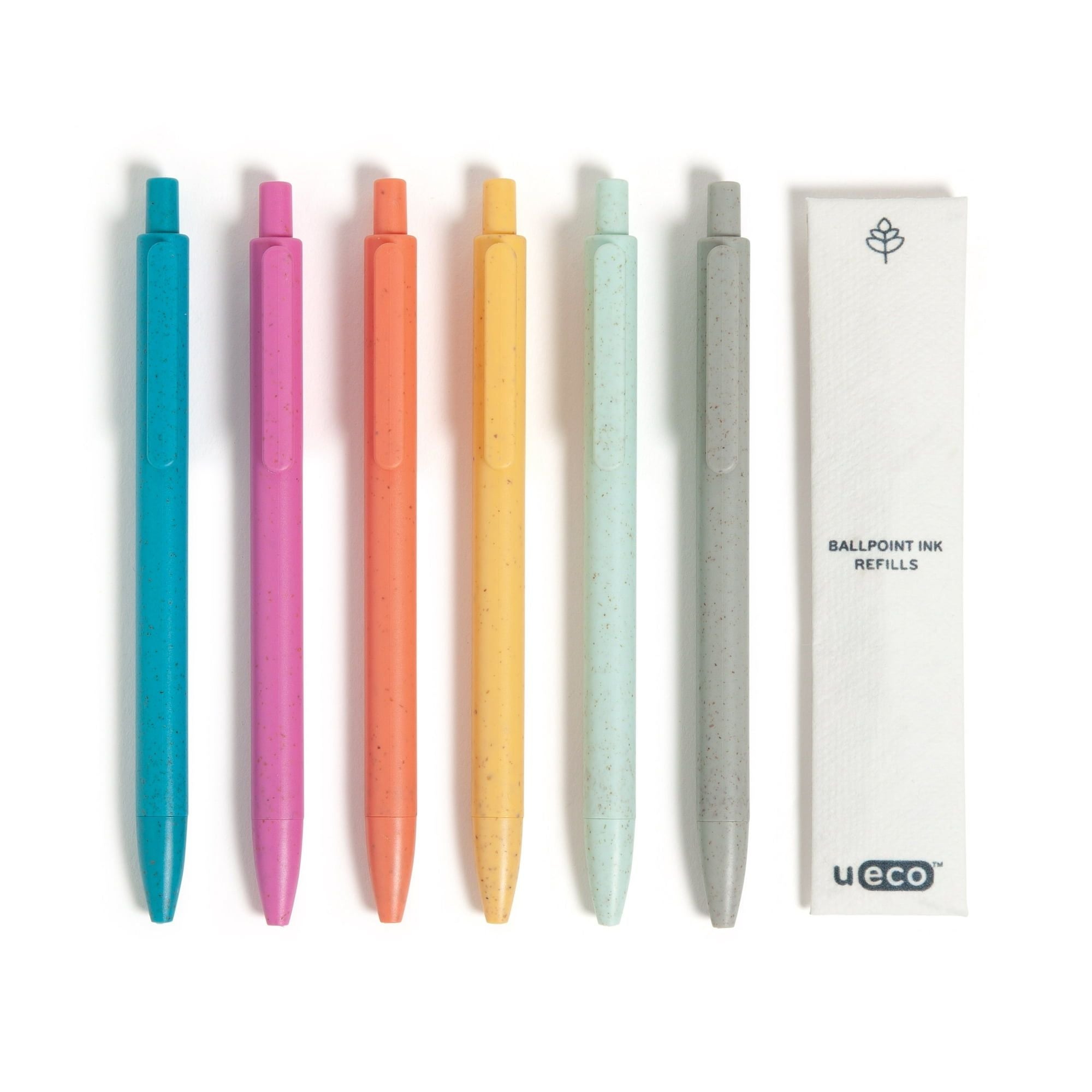 U Brands U-Eco Ballpoint Pens, 6 Count + 6 Refills, Sunset Speckle, Medium (0.7mm) Point, Black Ink - SJB-DIAMOND ELITES