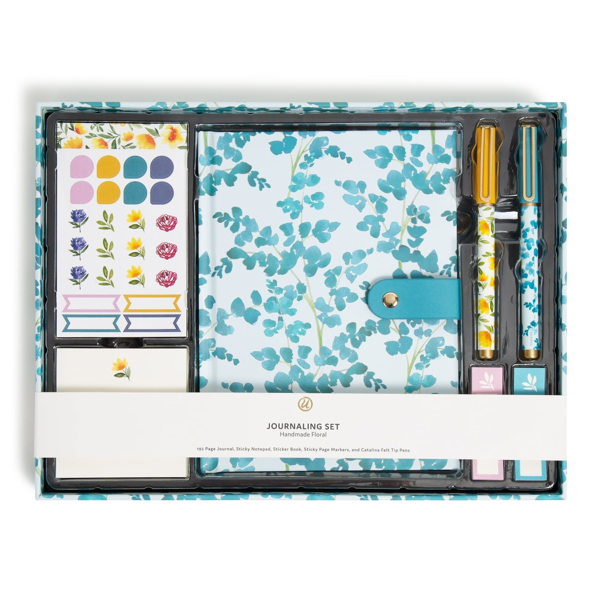 U BRANDS Handmade Florals Journaling Set, Multicolor, Stationery, Pens Included, 2057U