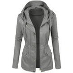 Women's fashion solid color lapel biker jacket Pi-Mart