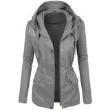 Women's fashion solid color lapel biker jacket Pi-Mart